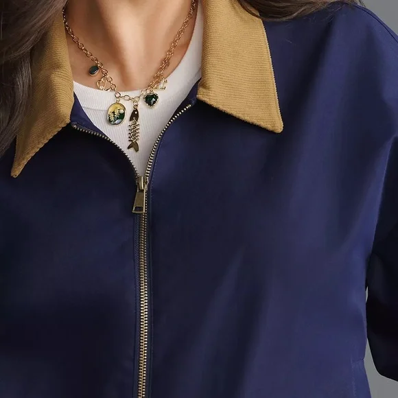 NWT Size L-Anthropologie The Rylie Bomber Jacket by Pilcro in Navy (NWT US$ 158) - Picture 5 of 16